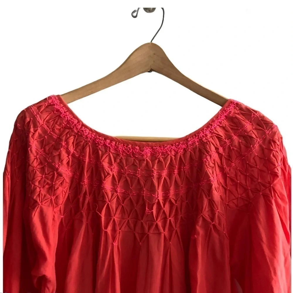 Free People ruched blouse with stitching detail
